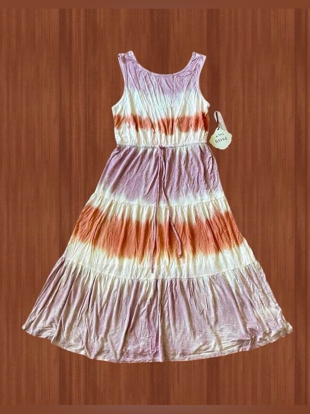 Knox Rose Tie Dye Boho Midi Dress Medium NWT